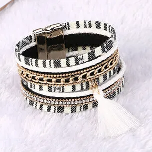 Magnetic Leather bracelets & bangles Bohemian Boho Multilayer Bracelets Jewelry for Women Men Gift