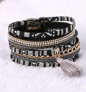 Magnetic Leather bracelets & bangles Bohemian Boho Multilayer Bracelets Jewelry for Women Men Gift