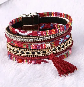 Magnetic Leather bracelets & bangles Bohemian Boho Multilayer Bracelets Jewelry for Women Men Gift