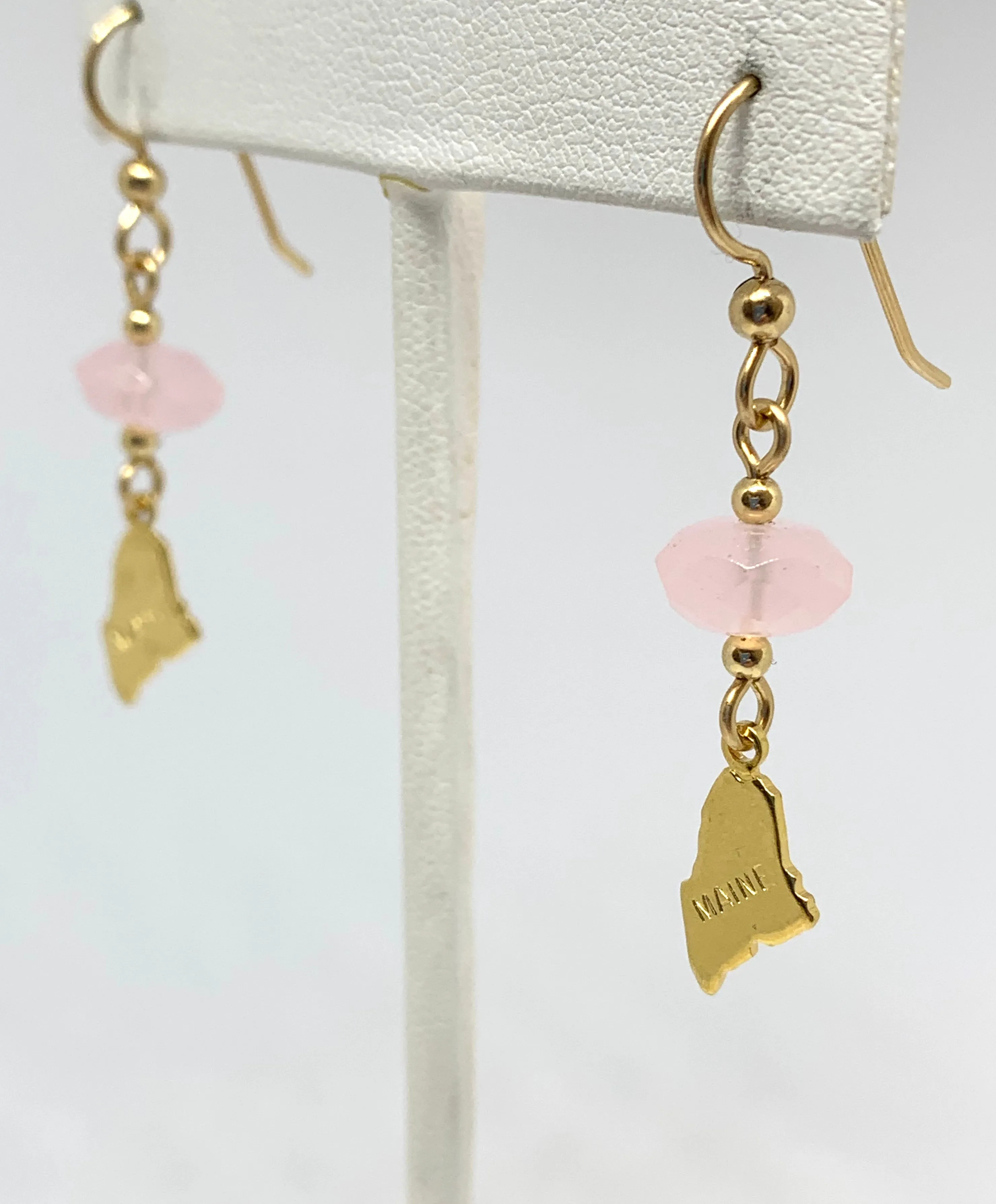Maine Rose Quartz and Maine Charm Earrings