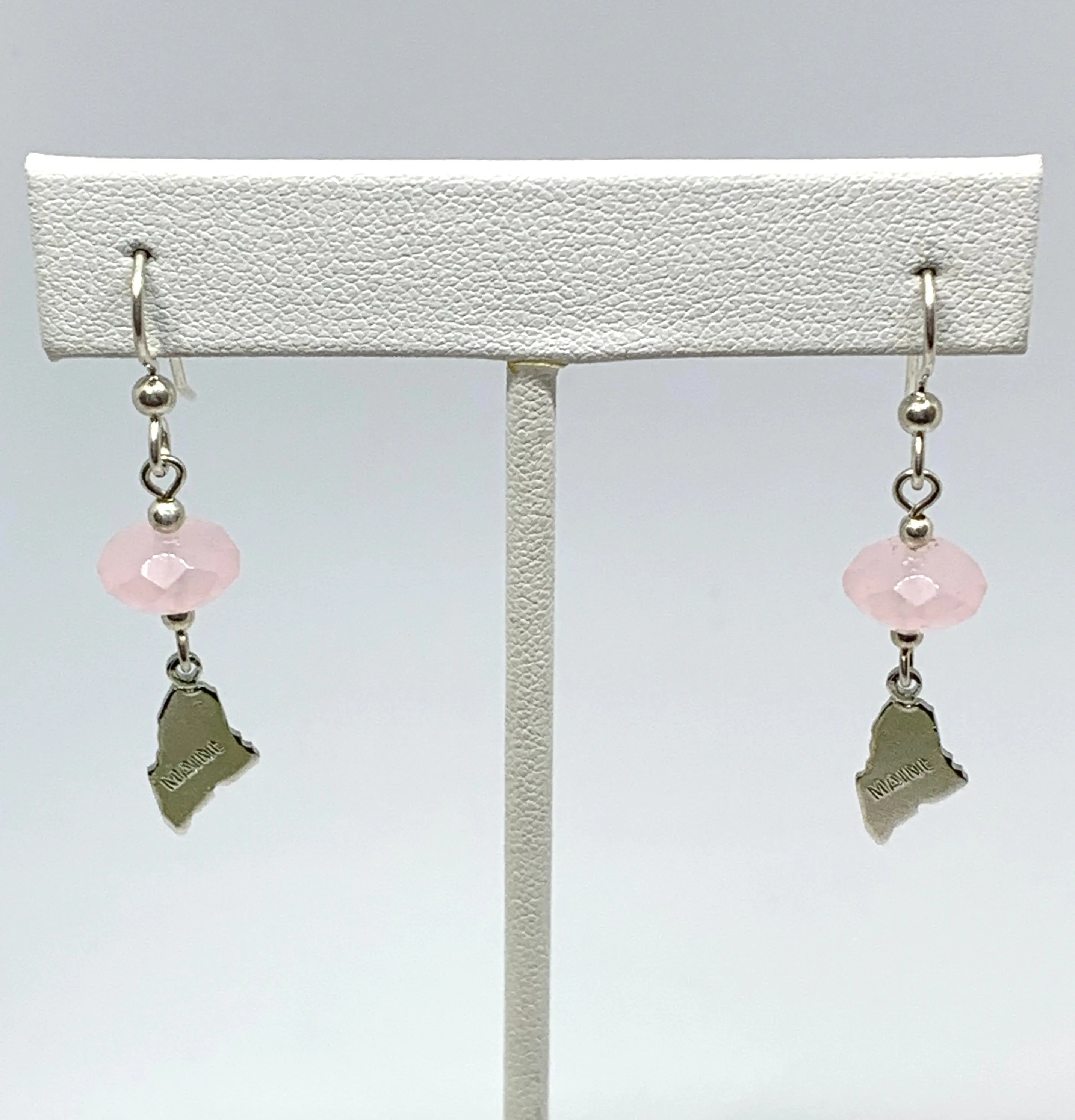 Maine Rose Quartz and Maine Charm Earrings