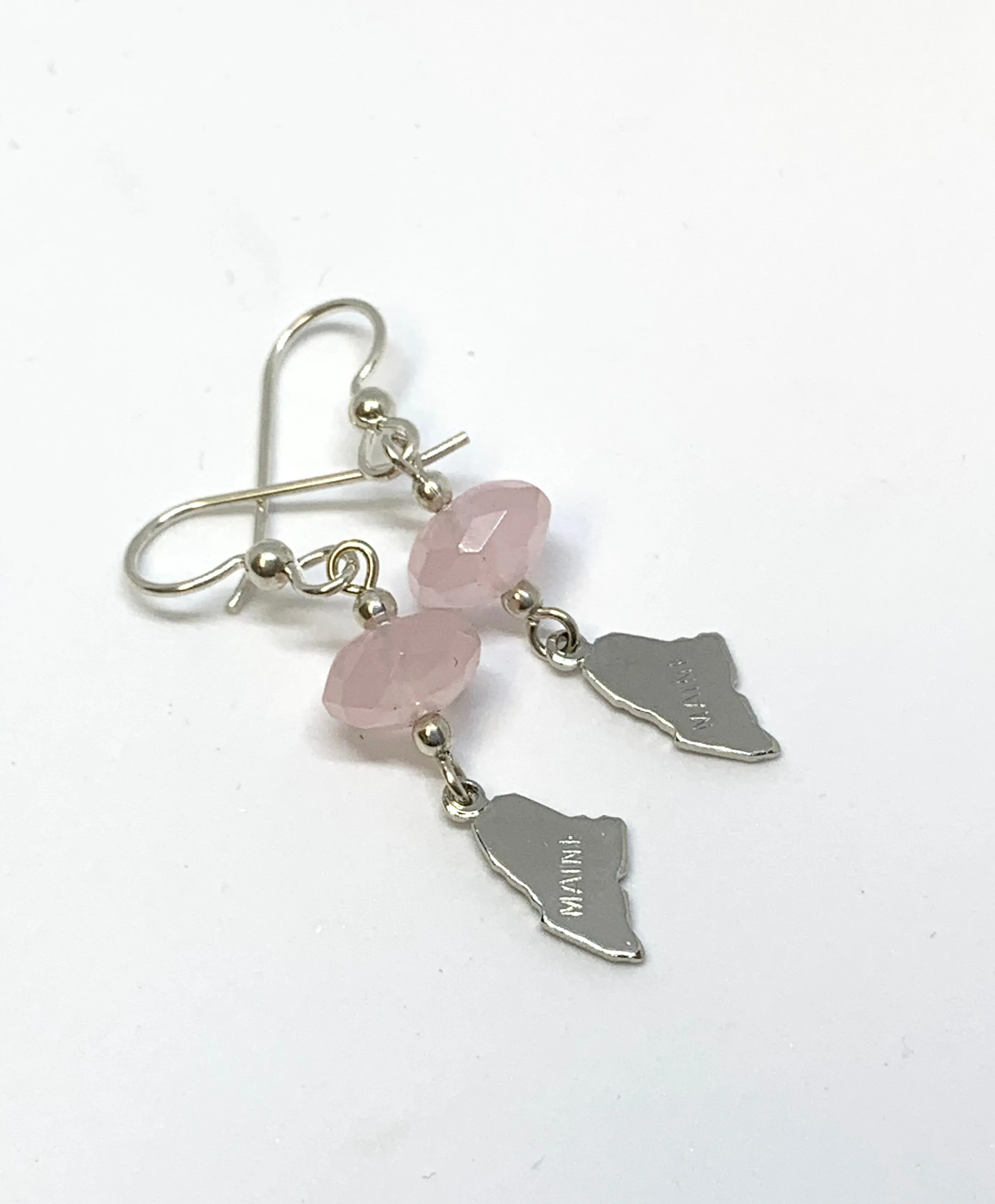 Maine Rose Quartz and Maine Charm Earrings