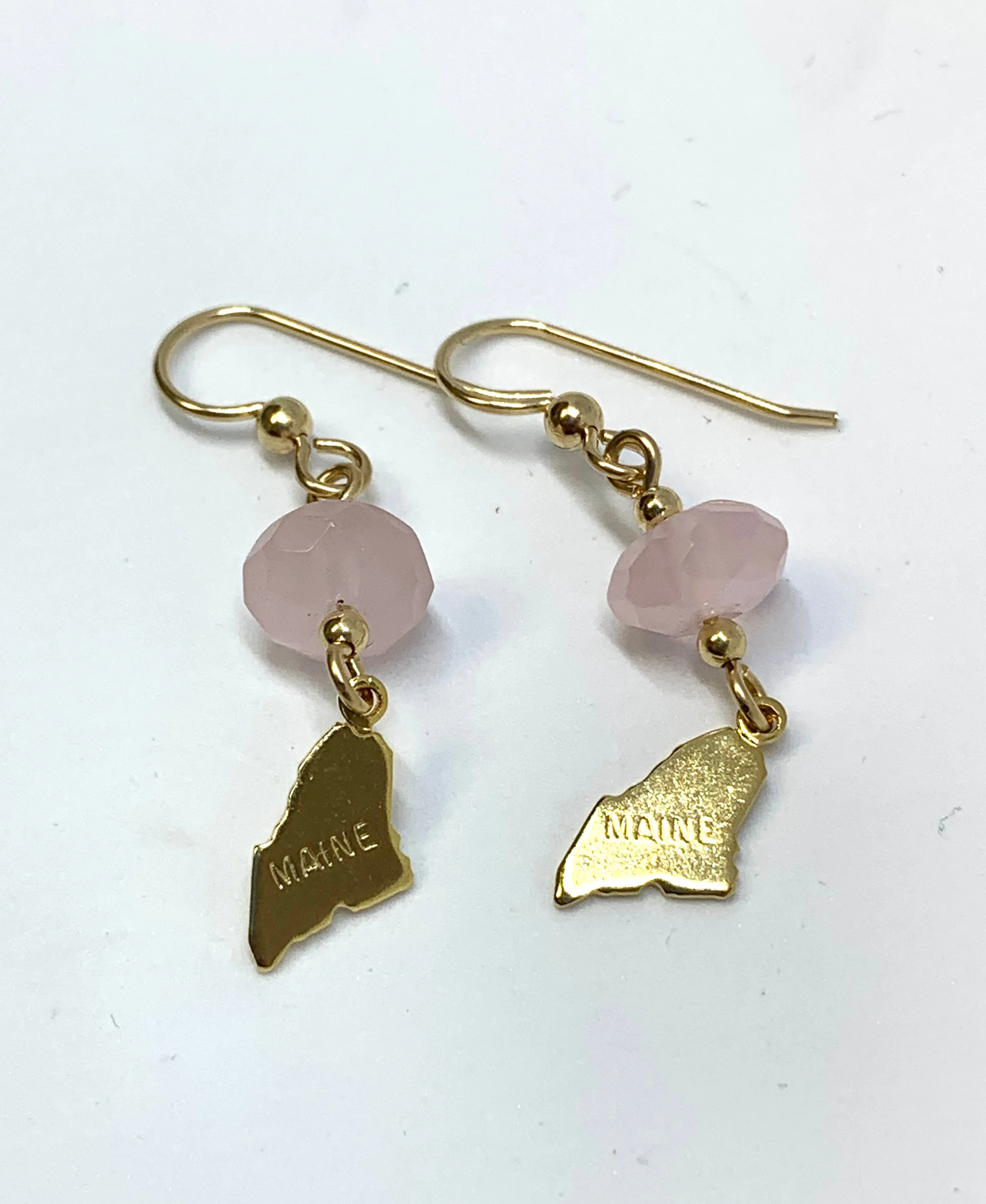 Maine Rose Quartz and Maine Charm Earrings