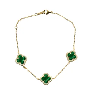 Malachite Clover Station Bracelet