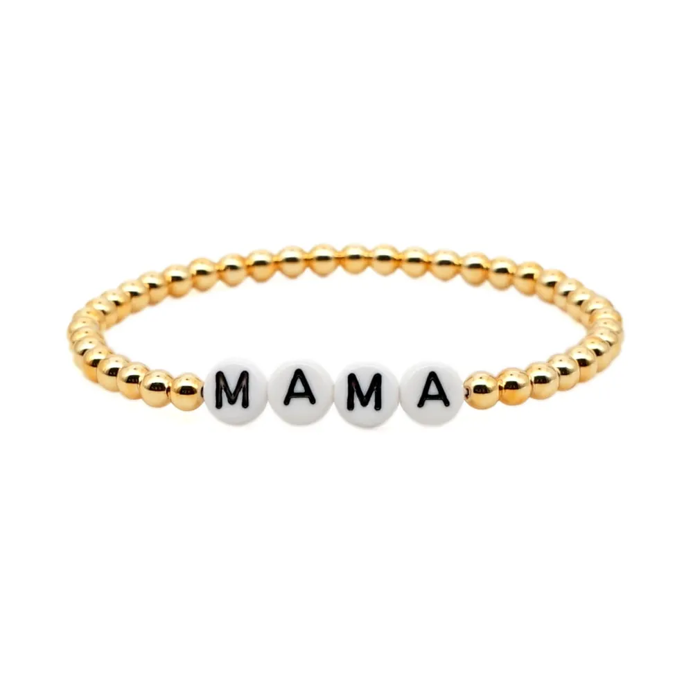 Mama Letter Gold Plated Beaded Bracelet