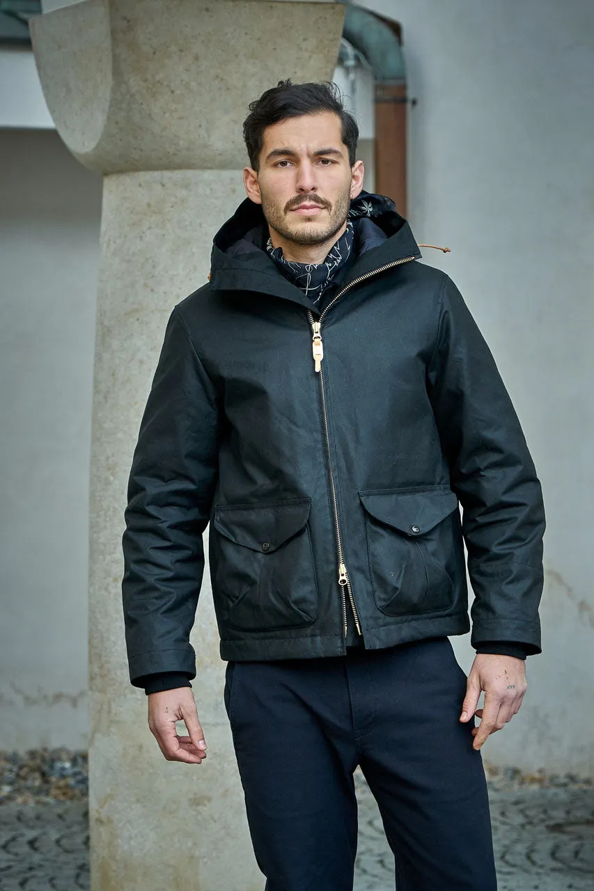 Manifattura Ceccarelli Waxed Blazer Coat Wool Padded Black