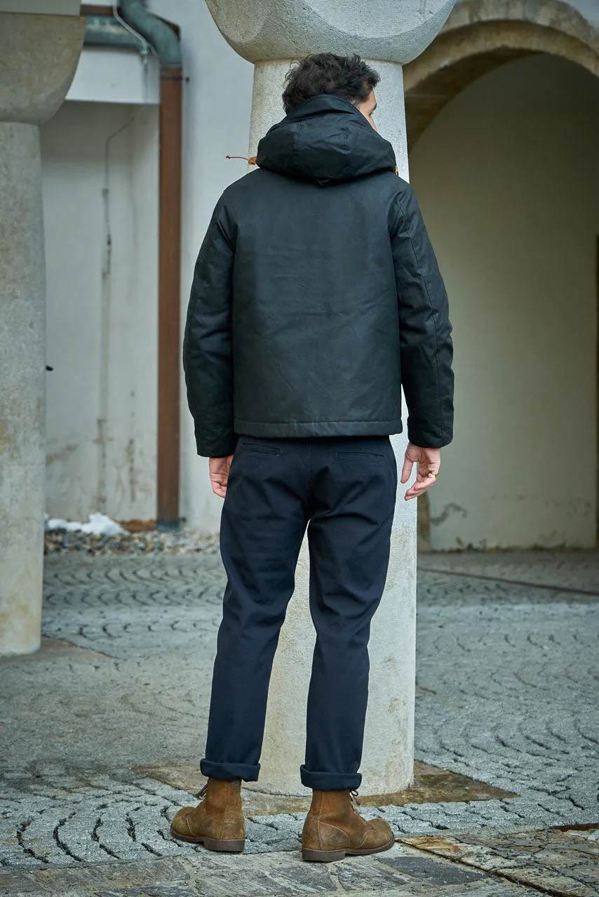Manifattura Ceccarelli Waxed Blazer Coat Wool Padded Black