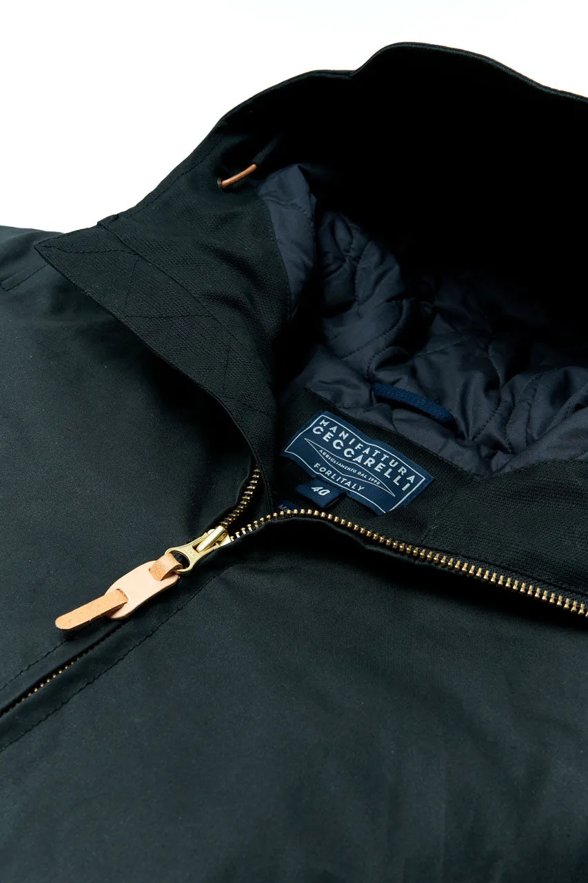 Manifattura Ceccarelli Waxed Blazer Coat Wool Padded Black