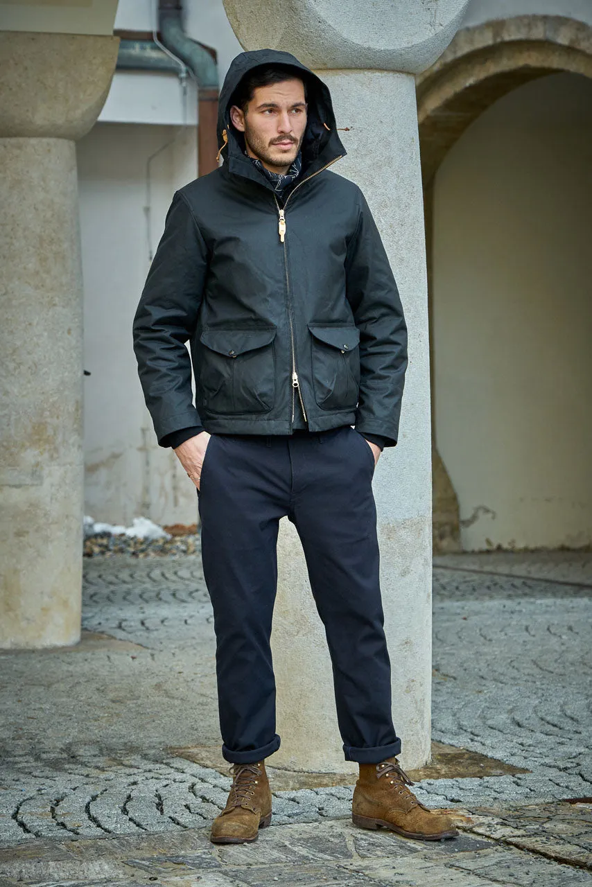 Manifattura Ceccarelli Waxed Blazer Coat Wool Padded Black