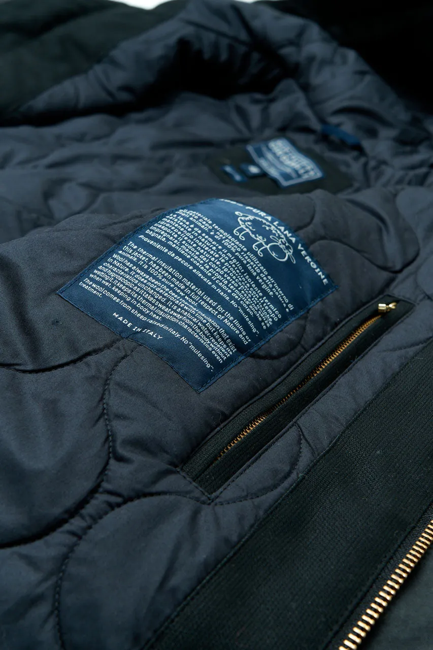 Manifattura Ceccarelli Waxed Blazer Coat Wool Padded Black
