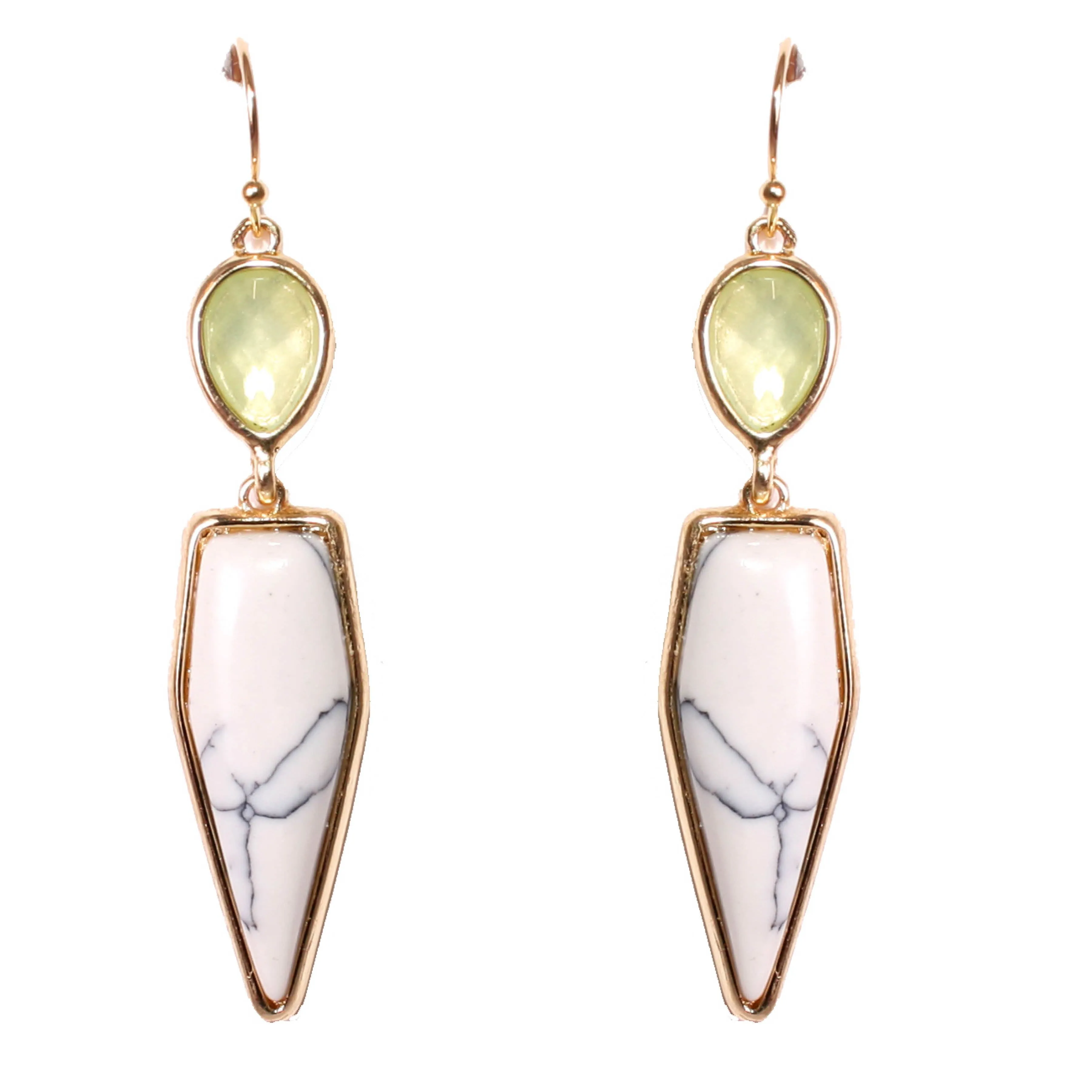 Marble and Howlite Geometric Drop Earrings