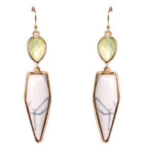 Marble and Howlite Geometric Drop Earrings