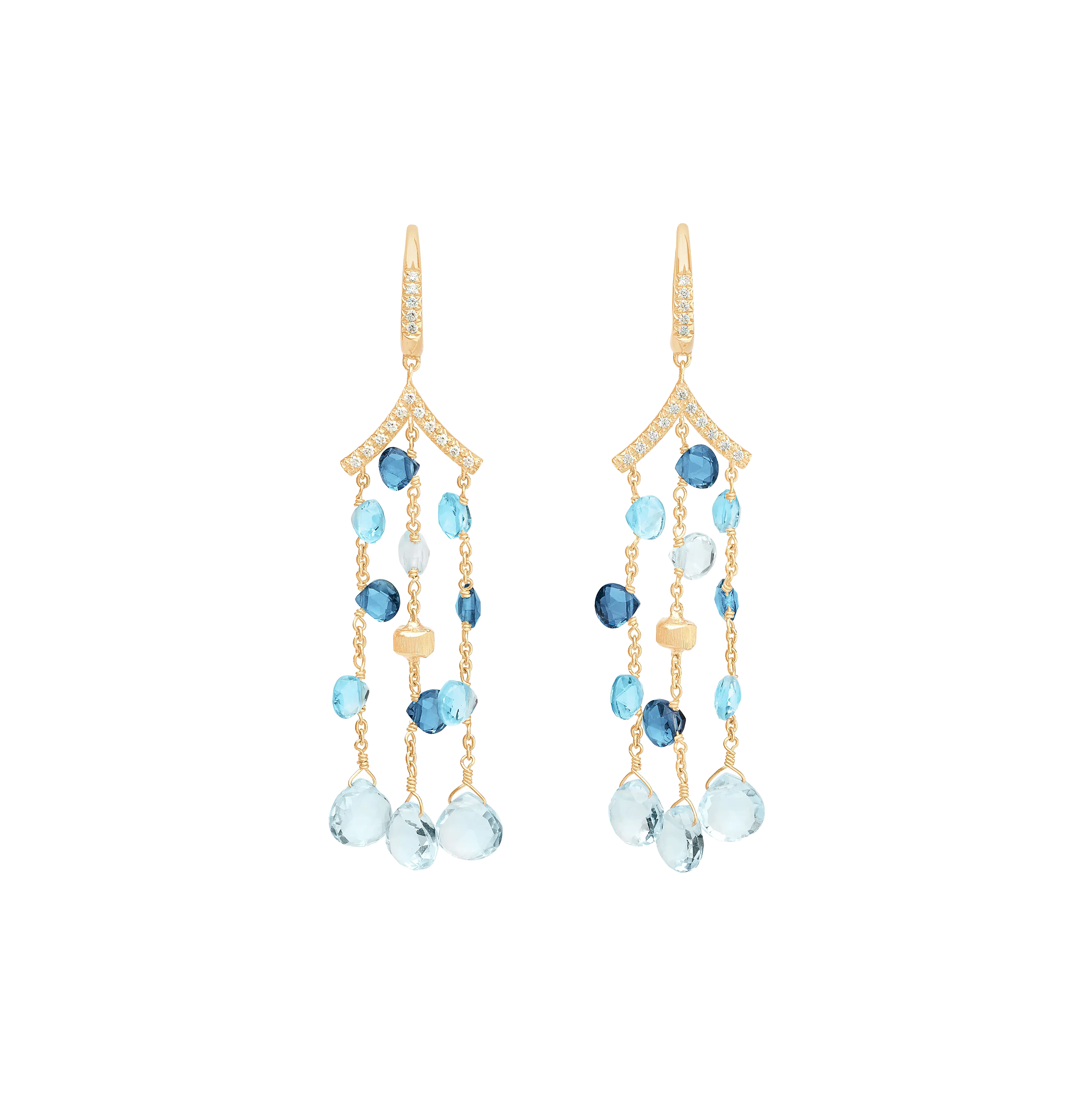 Marco Bicego Paradise Blue Topaz and London Blue Topaz Chandelier Earrings