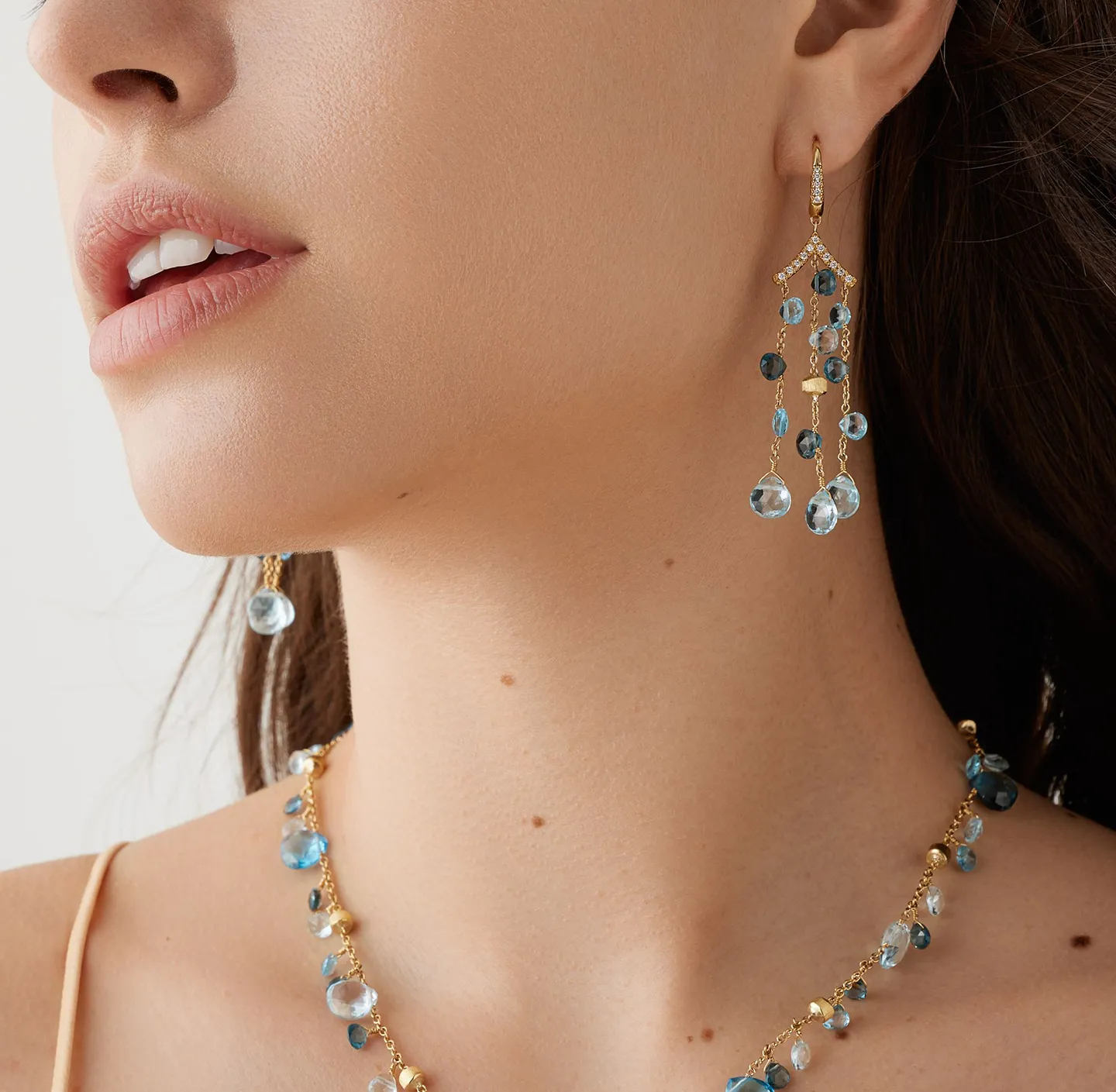 Marco Bicego Paradise Blue Topaz and London Blue Topaz Chandelier Earrings