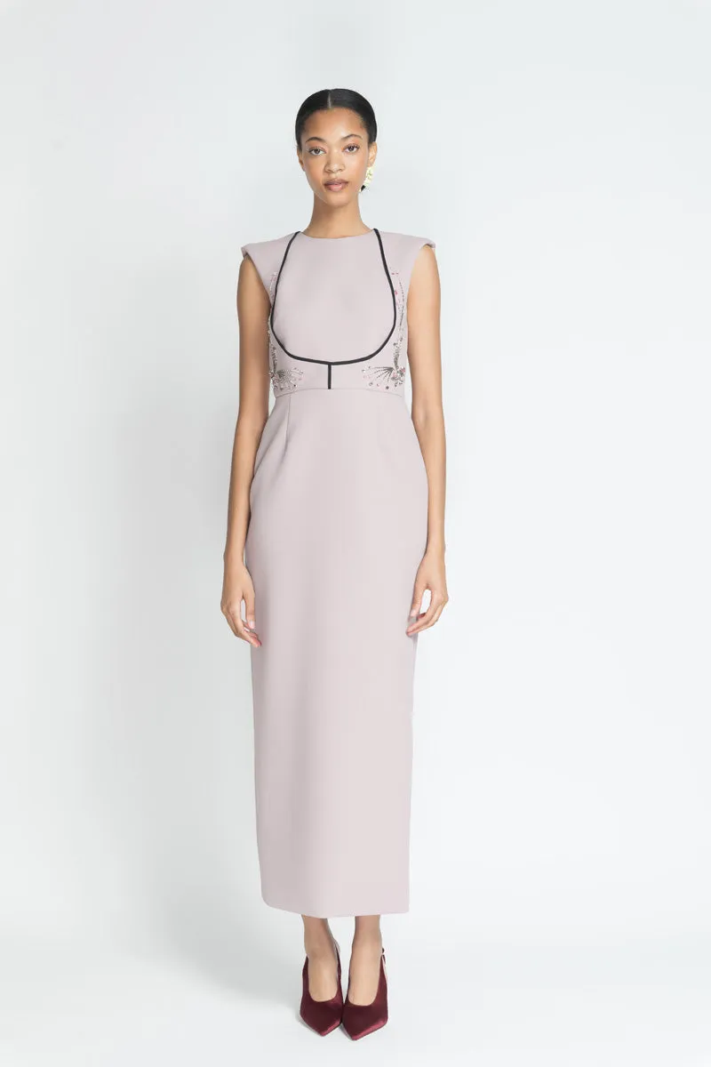 Mauve Cady Dress with Jhoti Metal Embroidery