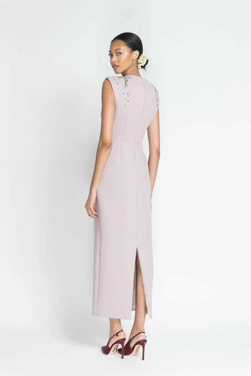 Mauve Cady Dress with Jhoti Metal Embroidery