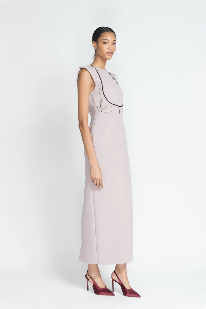 Mauve Cady Dress with Jhoti Metal Embroidery