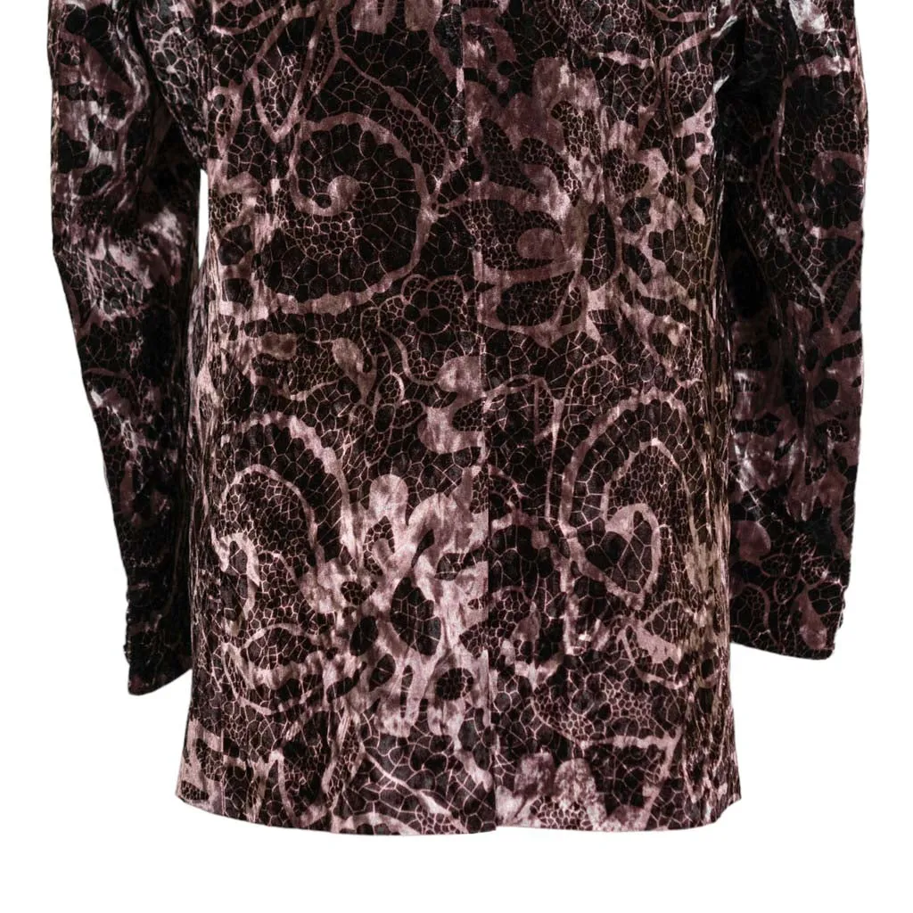 Mens Blazer Brown Geometric Abstract Velvet Dress Formal 2 Button Jacket Wedding Sport Coat 42R