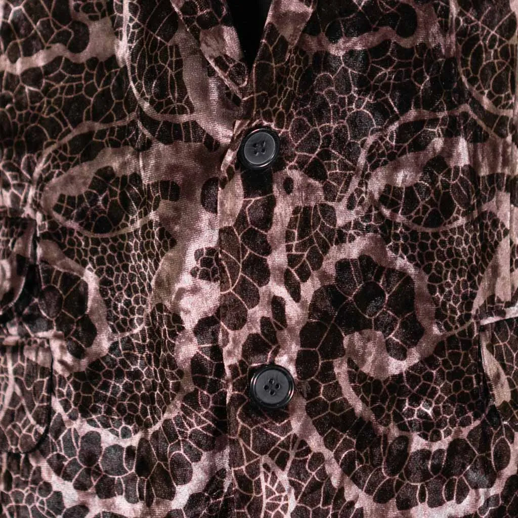 Mens Blazer Brown Geometric Abstract Velvet Dress Formal 2 Button Jacket Wedding Sport Coat 42R