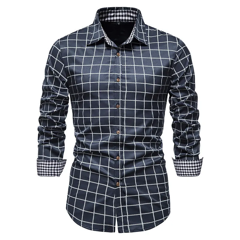 Men's Long Sleeve Plaid Button Shirt