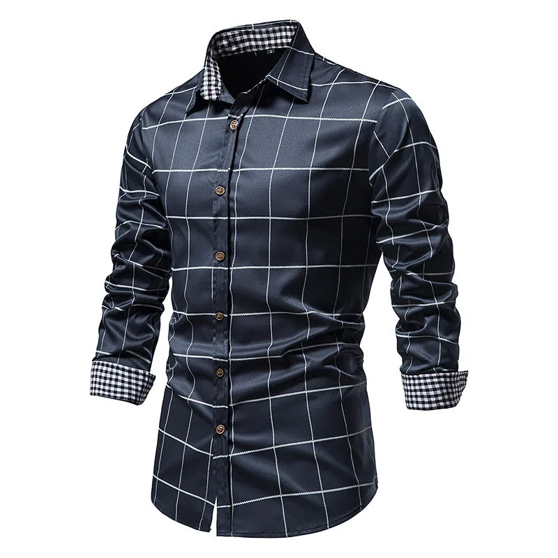 Men's Long Sleeve Plaid Button Shirt