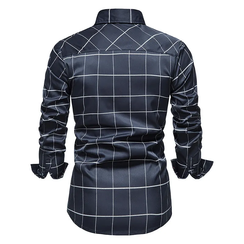 Men's Long Sleeve Plaid Button Shirt