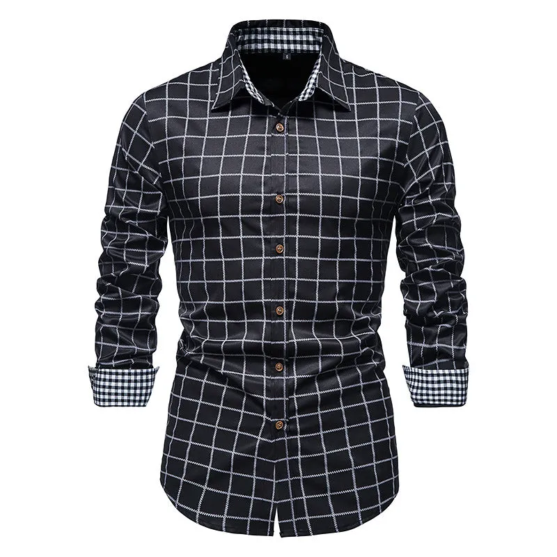 Men's Long Sleeve Plaid Button Shirt