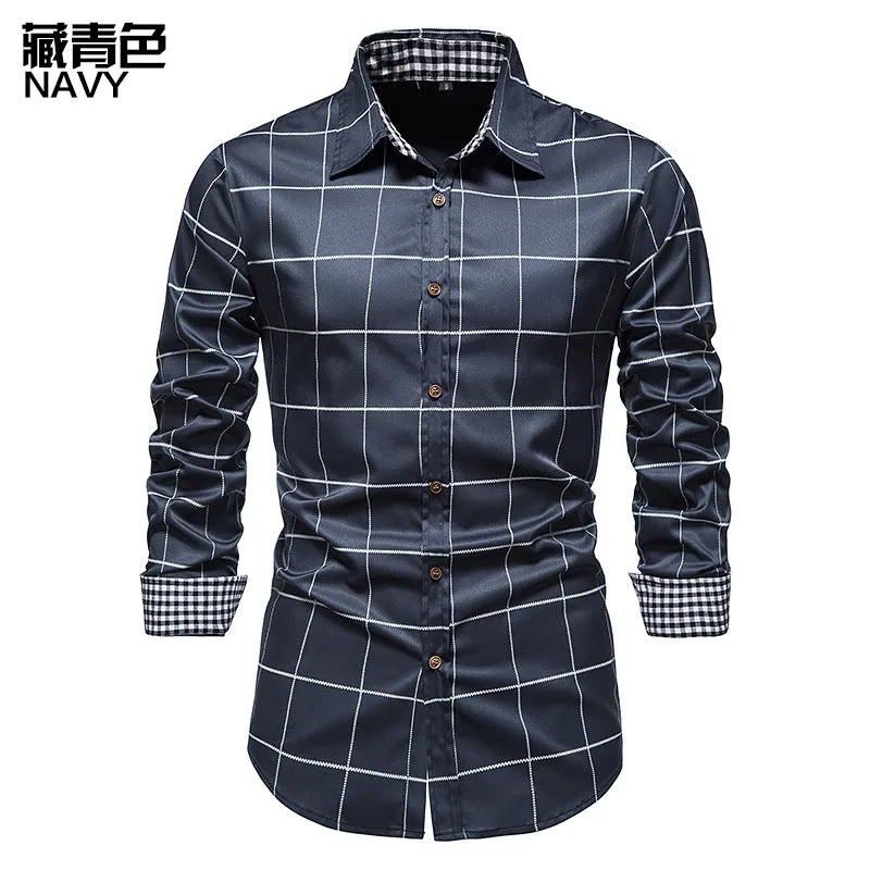 Men's Long Sleeve Plaid Button Shirt
