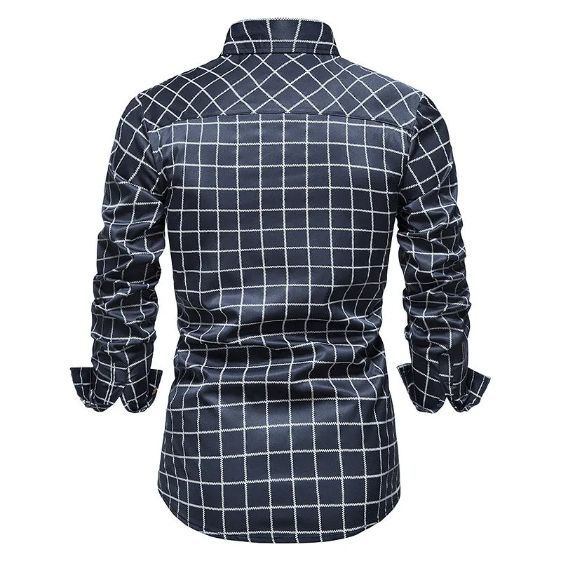 Men's Long Sleeve Plaid Button Shirt