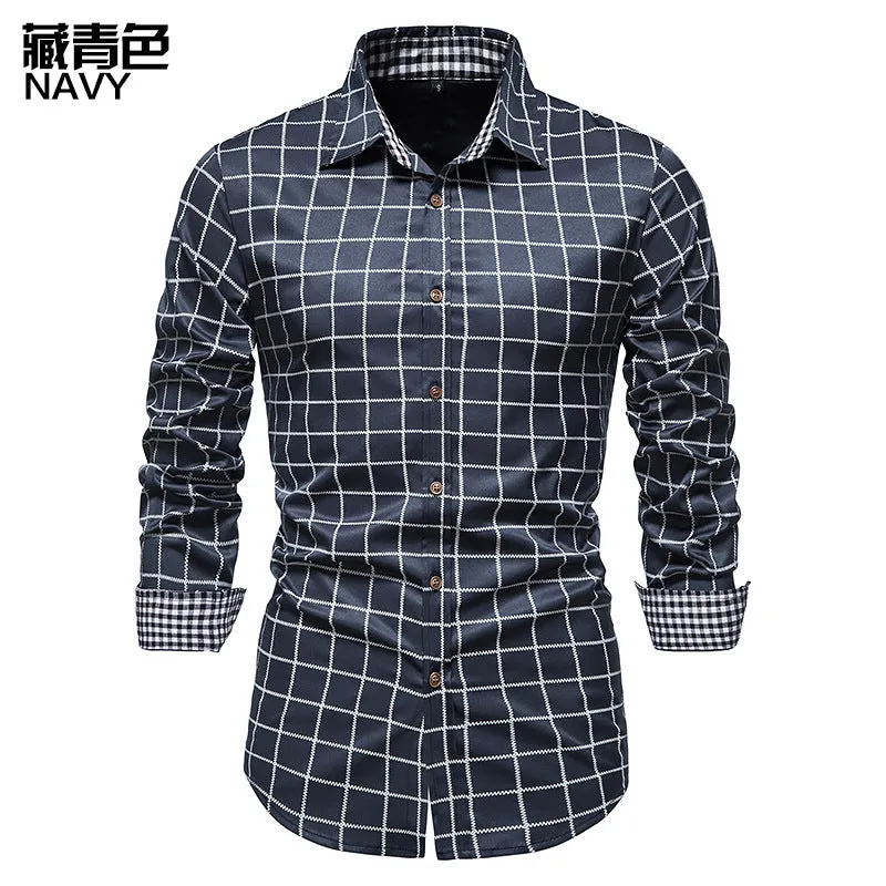 Men's Long Sleeve Plaid Button Shirt