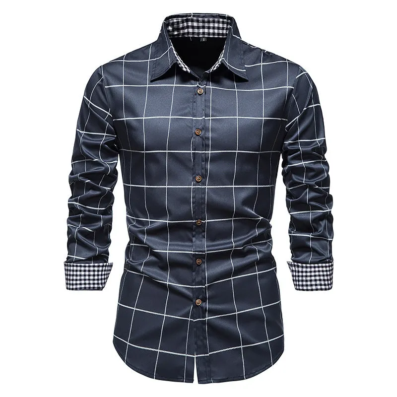 Men's Long Sleeve Plaid Button Shirt