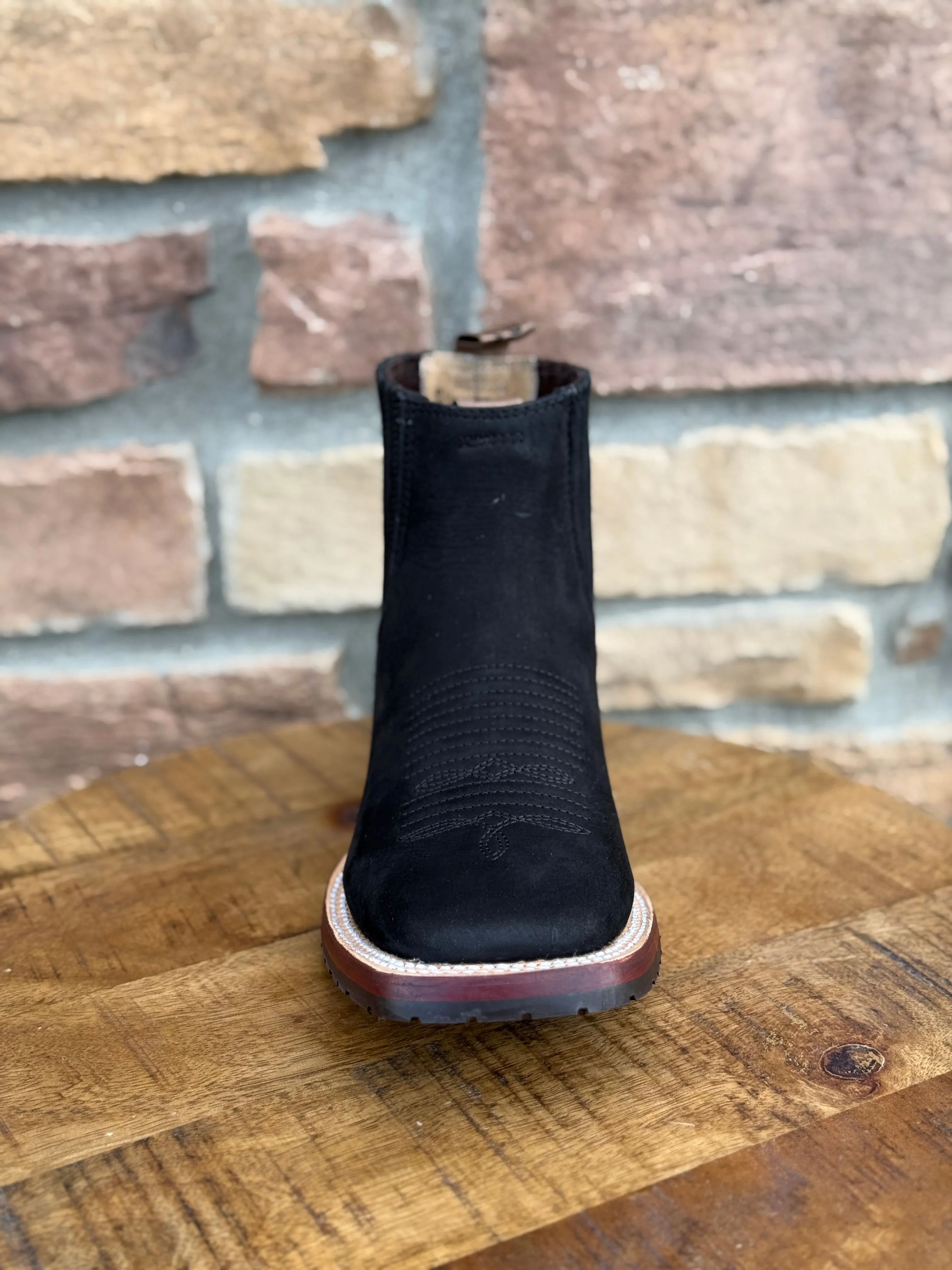 Men’s Los Altos Black Nobuck Wide Square Toe Ankle Boots