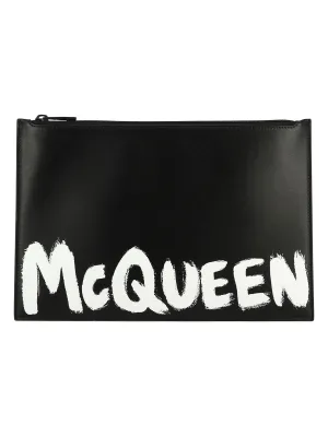 Men's "mcqueen Graffiti" Clutch in Black | 5604721AAMJ1070