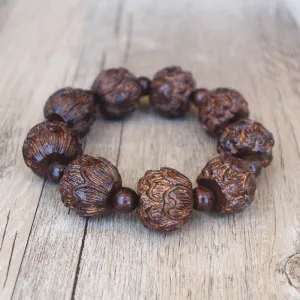 Men's Tibetan  Black Wood Bracelet