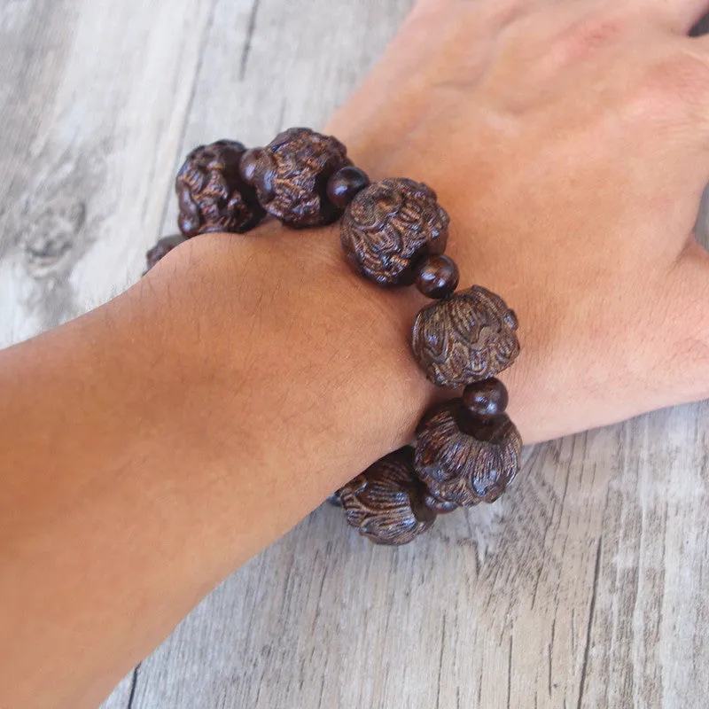 Men's Tibetan  Black Wood Bracelet