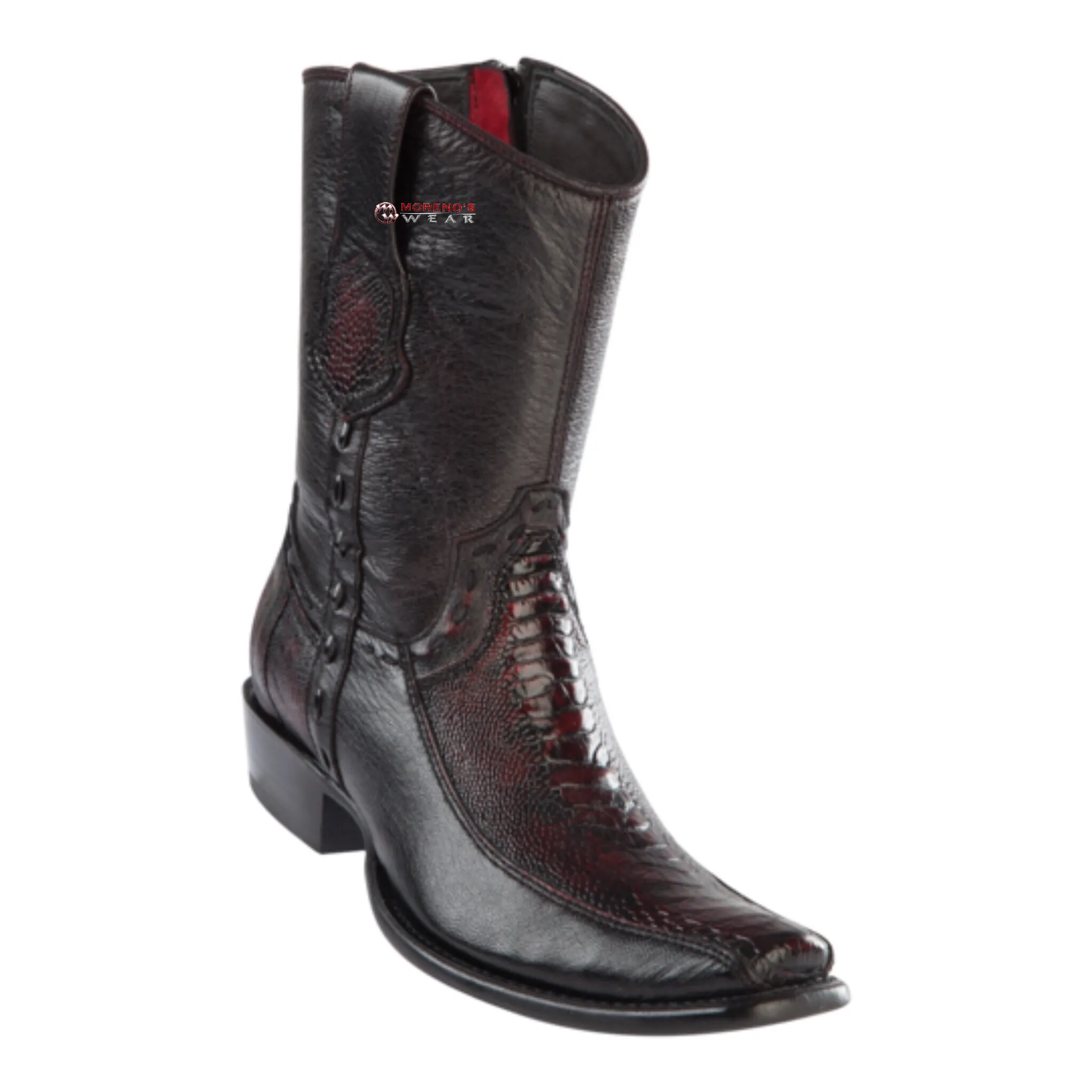 Men's Wild West Ostrich Leg With Deer Ankle Boots Dubai Toe