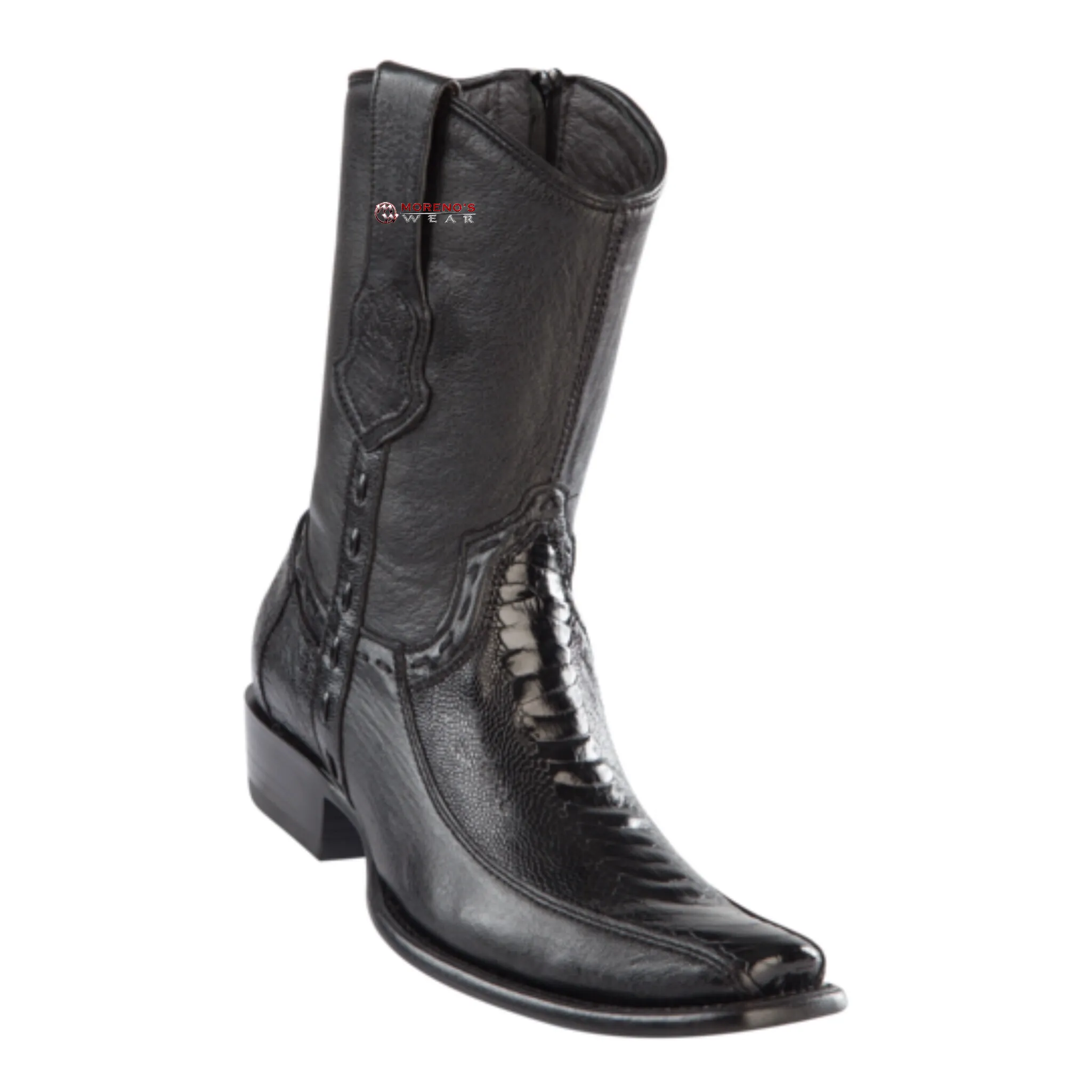 Men's Wild West Ostrich Leg With Deer Ankle Boots Dubai Toe