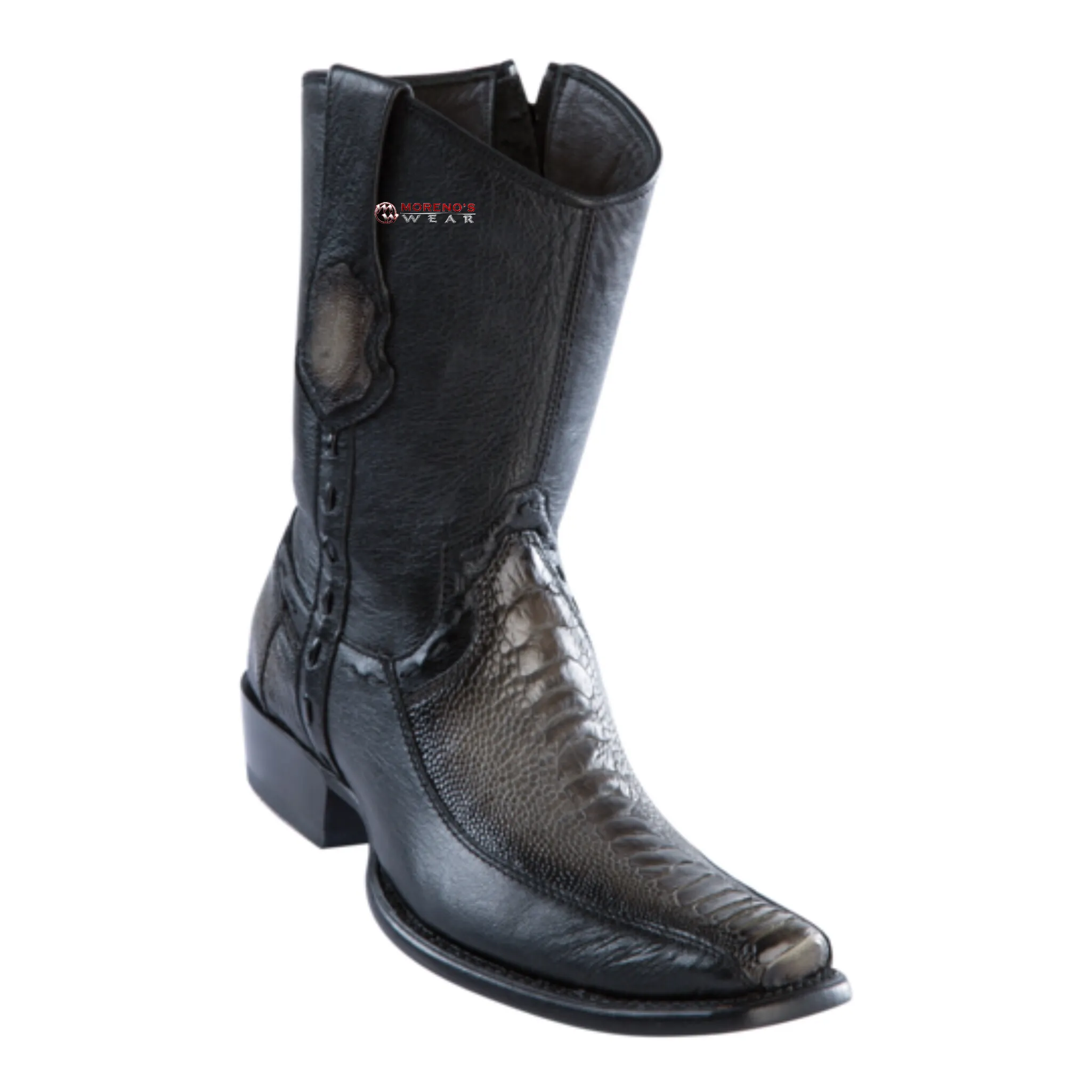 Men's Wild West Ostrich Leg With Deer Ankle Boots Dubai Toe