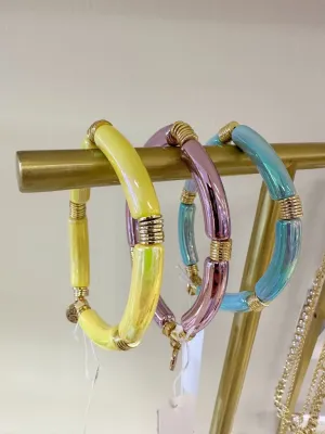 Metallic Acrylic Tube   Light Disc Bracelet