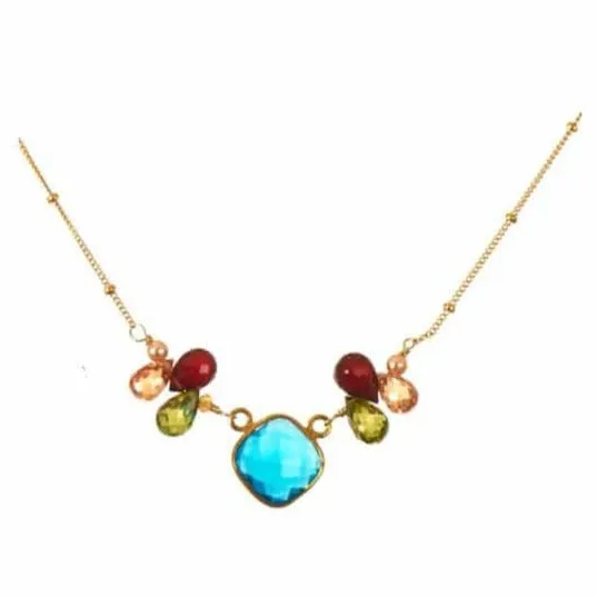 Mia Bezeled Gemstone with Teardrops
