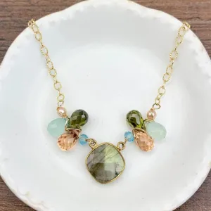 Mia Bezeled Gemstone with Teardrops