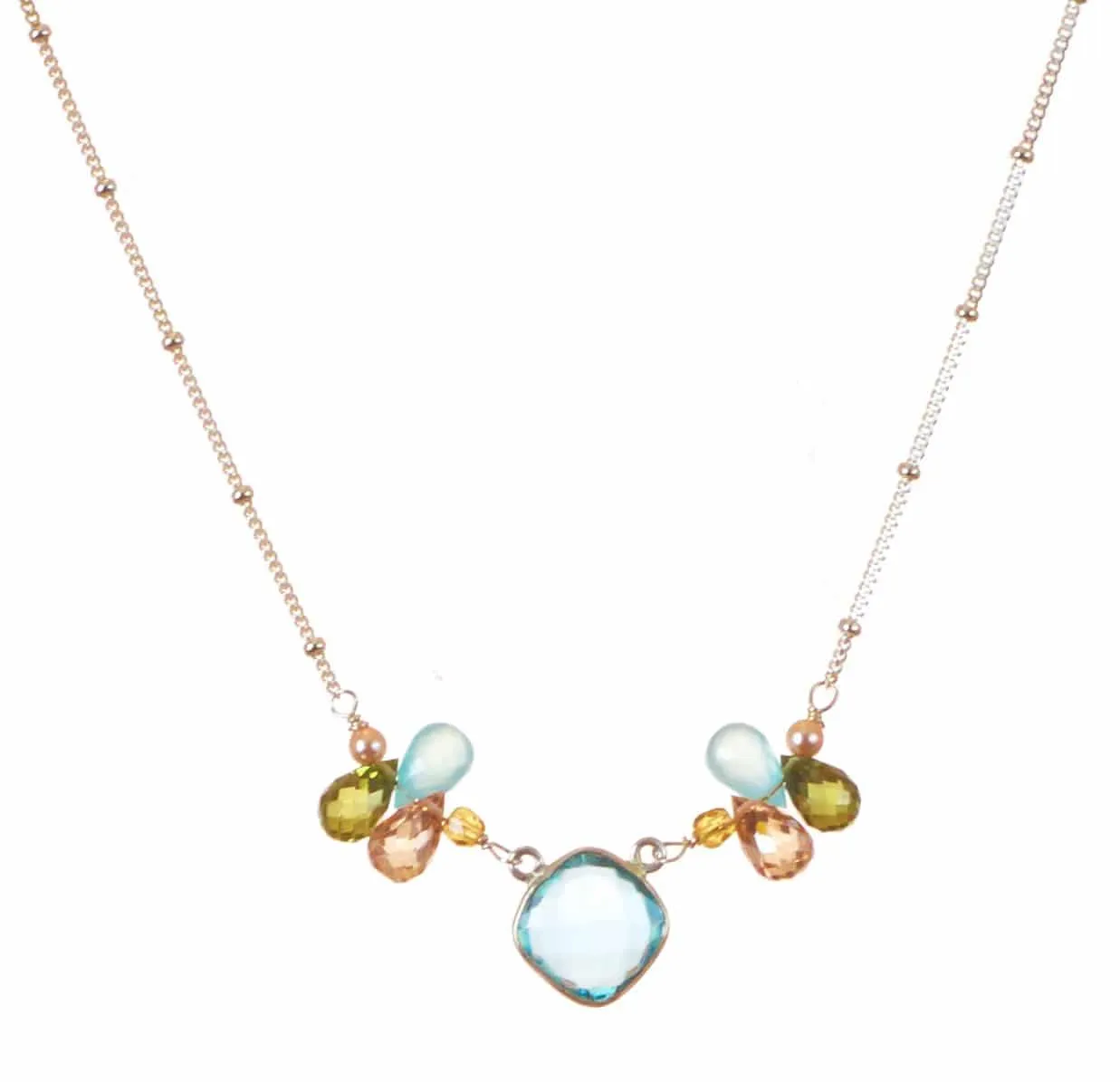Mia Bezeled Gemstone with Teardrops