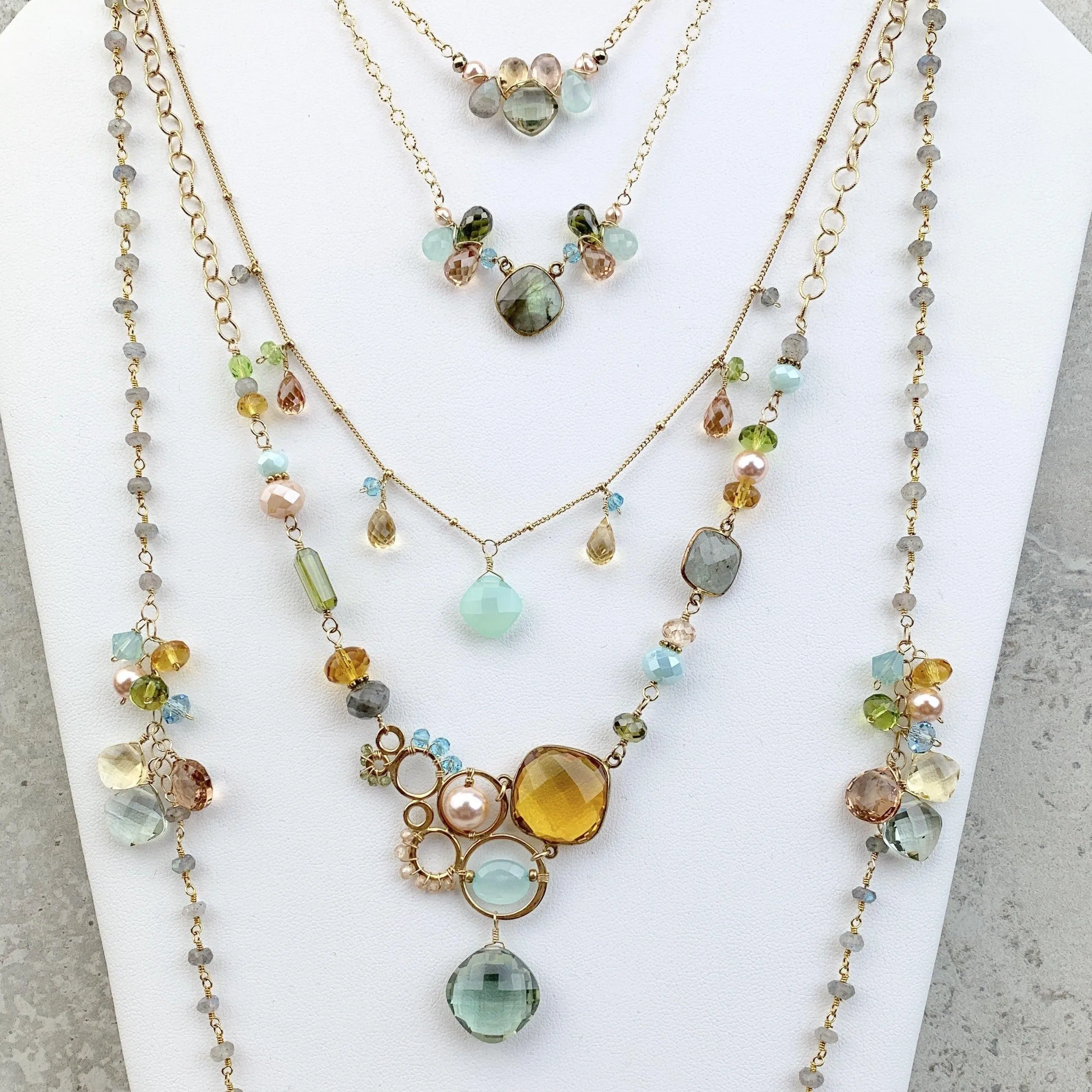 Mia Bezeled Gemstone with Teardrops