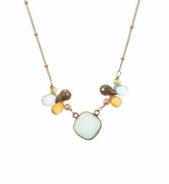 Mia Bezeled Gemstone with Teardrops