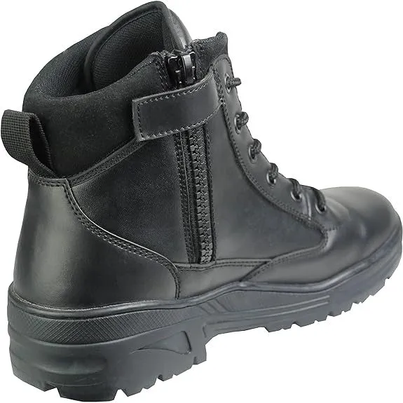 Mid Black All Leather Size Zip Patrol Boots