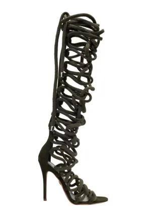 MILLA ARMY GREEN SUEDE SANDALS