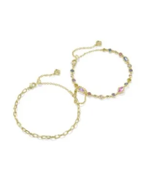 Mini Elisa Abbie Set of 2 Delicate Chain Bracelets In Gold Muti Mix