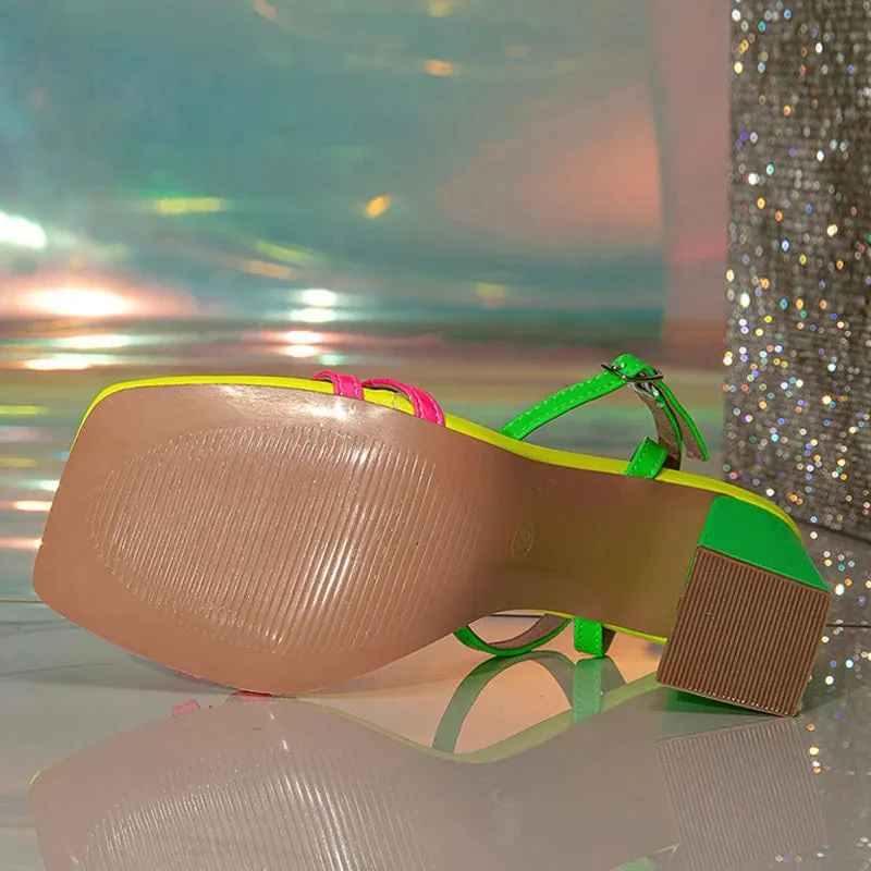 Mixed Color Ladies Sandals Fashion Narrow Band Open Toe Buckle Strap Women Shoes