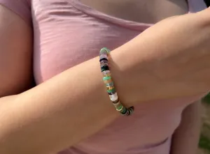 Mixed Gemstone Heishi Bracelet with Gold Accents