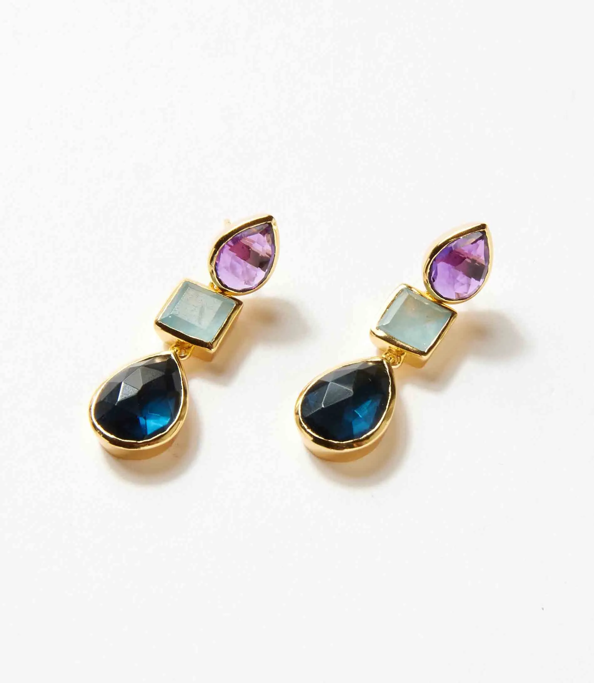 Mixed Triple Gemstones Earrings